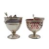 Image 1 : Reticulated Sterling Baskets w/ Glass Inserts