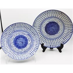 (2) Chinese Porcelain Dish w/ Sanskrit Cavettos