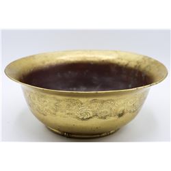 Old Chinese Hand Etched Brass Bowl