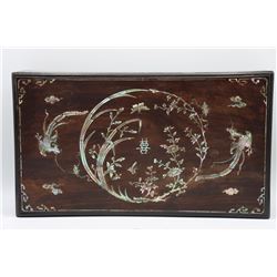 Antique Chinese Lacquer Box, Mother of Pearl Inlay