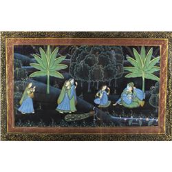Krishna-Radha, Indian Gouache on Silk