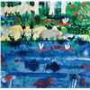 Image 2 : Colored Lithograph "Flower Garden" Limited Edition