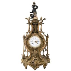 Early French Gilt Bronze Mantle Clock with Cherub
