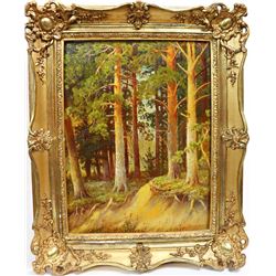 Signed 19th C. Russian School, Wooded Landscape