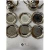 Image 2 : 2 Antique Moroccan Teapots Silver Plated Marked Touzani Mohamed Barouk Fes And 6 Vintage Coasters Si