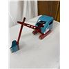 Image 2 : Blue/Red Antique Vintage Circa 1950's Delta Detroit Toy Crane