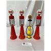 Image 1 : 4 Miniature Replica Gas Pumps, 3 Ceramic/Metal, Great Display Items