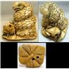 Image 1 : Netsuke of carved bone a snake and a fr