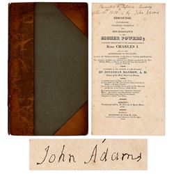John Adams Signed Book re American Revolution. Rare.