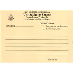 President Bill Clinton Impeachment Trial Question Card