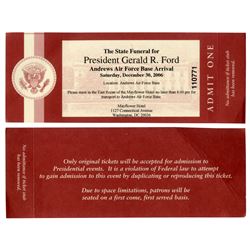 Ticket to the State Funeral for President Gerald R Ford