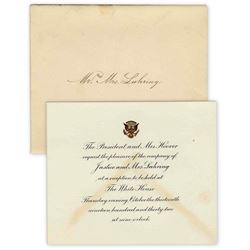 Herbert Hoover White House Invitation. Rare