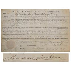 Andrew Jackson Land Grant Signed Document as President