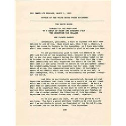 President John Kennedy JFK Cuban Missile Press Release