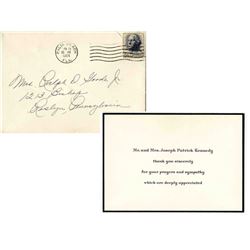 Parents JFK John F. Kennedy Assassination Thank U Note