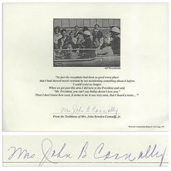 Mrs. John B. Connally Assassination Statement Signed