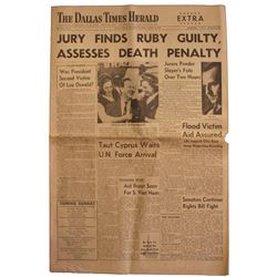 Jack Ruby Guilty! March 14 1964 Dallas Times Herald JFK