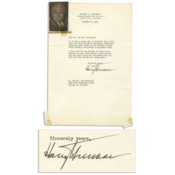 Harry S. Truman Typed Letter Signed from 1955