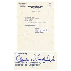 Charles W. Sandman TLS Signed Signature Watergate