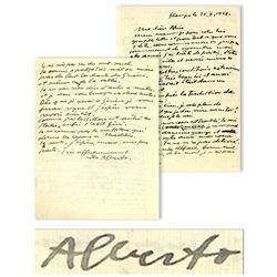 Alberto Giacometti Autograph Letter Signed