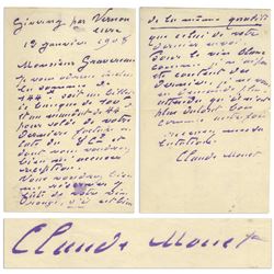 Claude Monet Autograph Letter Signed