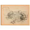 Image 1 : E.H. Shepard Drawing of Two Children, Titled ''Asleep''