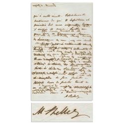 Mary Shelley Autograph Letter Signed Regarding Percy