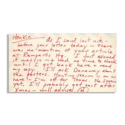Hunter S. Thompson Autograph Letter Signed re Honkies