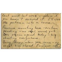 Hunter S. Thompson Autograph Letter Signed From '61