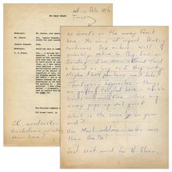 Hunter S. Thompson Autograph Letter re JFK's Win