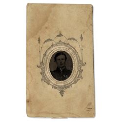 Civil War Tintype of Small Oval Shape With Nice Border