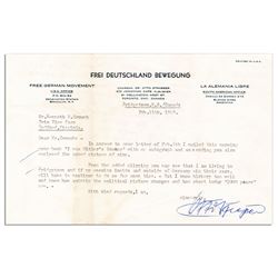 Public Enemy Number 1 Otto Strasser Typed Letter Signed