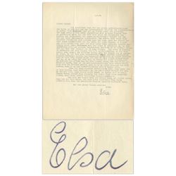 Elsa Einstein Letter Signed From 1934