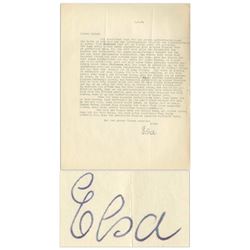 Elsa Einstein Letter Signed From 1934