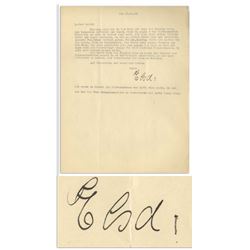 Elsa Einstein Letter Signed From 1933 as Albert Came US