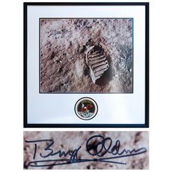 Buzz Aldrin Signed 20'' x 16'' Photo of Moon Footprint