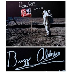 Buzz Aldrin Signed Canvas of the Iconic Apollo 11 Image