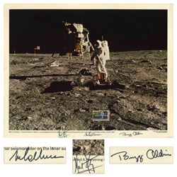 Apollo 11 Crew Signed 20'' x 16'' Lithograph Uninscribed