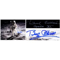 Buzz Aldrin Michael Collins Signed 20'' x 16'' Moon Photo