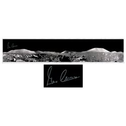 Gene Cernan Signed 40'' Panoramic Photo of the Moon