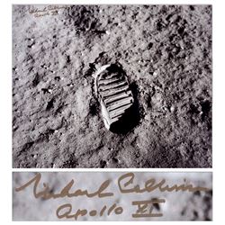 Michael Collins Signed 20'' x 16'' Moon Footprint Photo