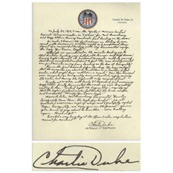 Charlie Duke Signed Handwritten Essay re Apollo 11