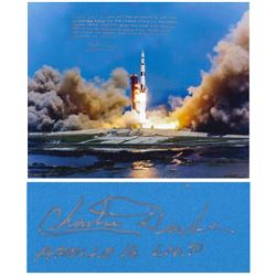 Apollo 16 Rocket Launch, Signed by Astronaut Charlie Duke