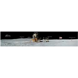 Charlie Duke Signed 40'' x 8'' Panoramic Photo of Moon