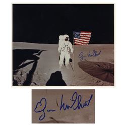 Edgar Mitchell Signed 16'' x 20'' Photo of Him on Moon