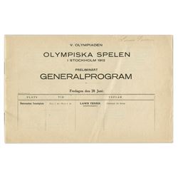 1912 Swedish Summer Olympics Preliminary General Progra