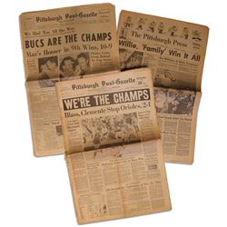 Lot of 3 Pittsburgh Pirates World Series WinNewspapers