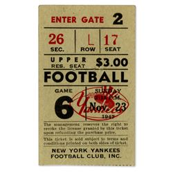 Cleveland Browns New York Yankees 1947 Ticket Stub
