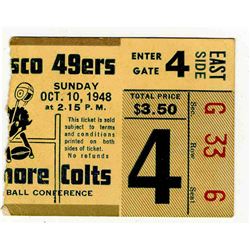 1948 San Francisco 49ers Baltimore Colts Ticket Stub