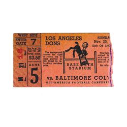 1949 Los Angeles Dons Baltimore Colts Ticket NFL